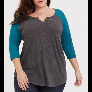 Pink and gray baseball tee